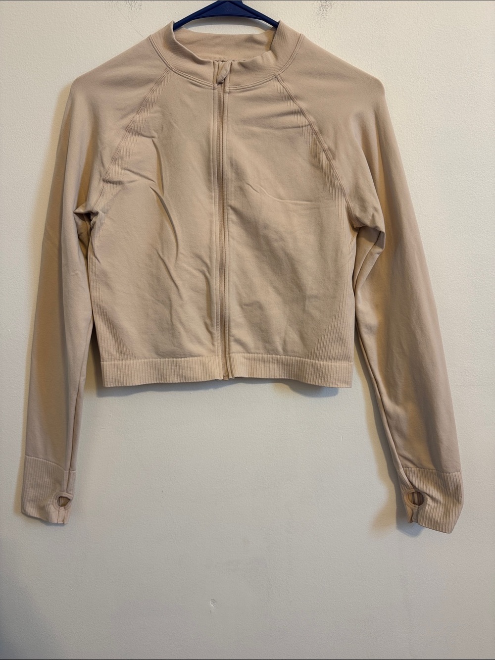 JoyLab Beige Lightweight Full-Zip Bomber Jacket